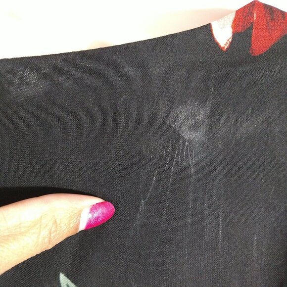 Ignite Evenings Cocktail Dress Boatneck Women Size 14W Black Red Floral FLAW - Picture 7 of 9